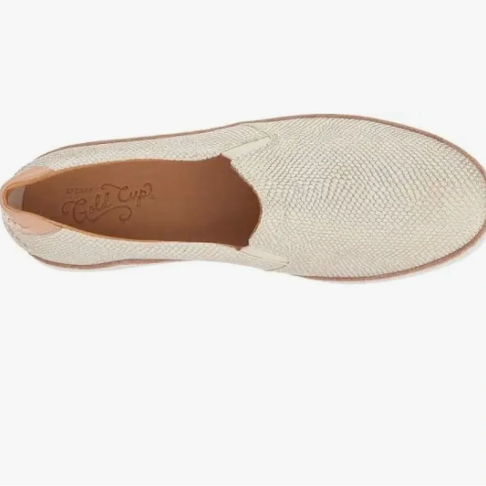 Women's SPERRY Gold Cup Gold Slip Ons Reptile Sneakers Shoes - Picture 2 of 7